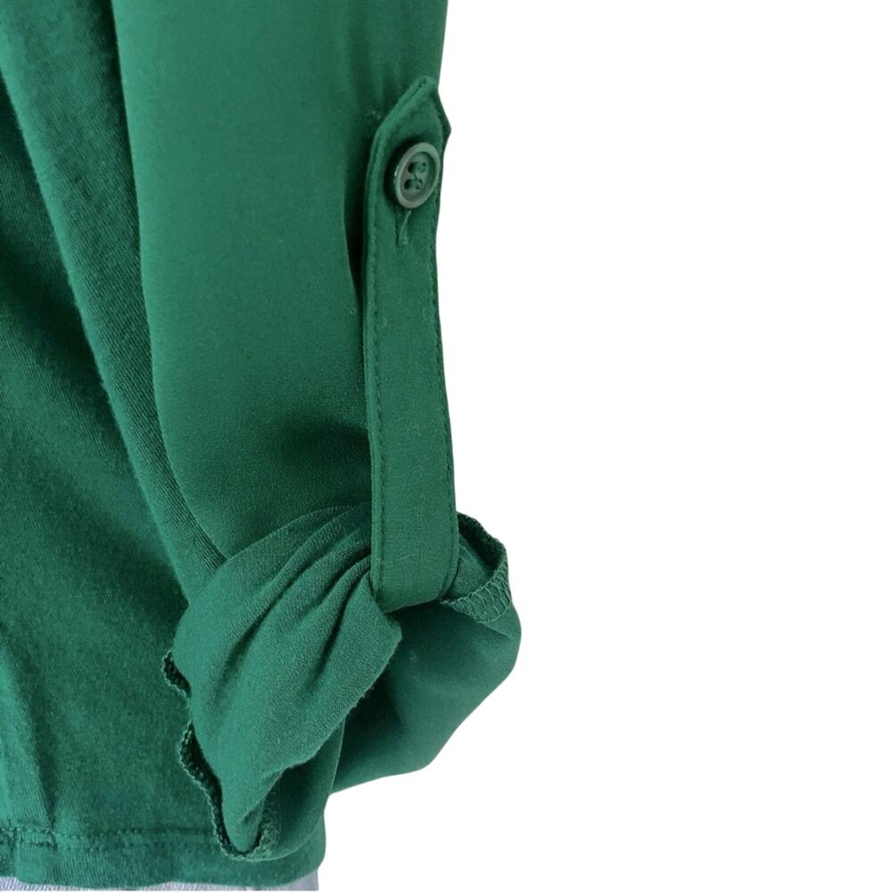 INC International Concepts Mixed Media Kelly Green Button Front Blouse - Picture 8 of 16